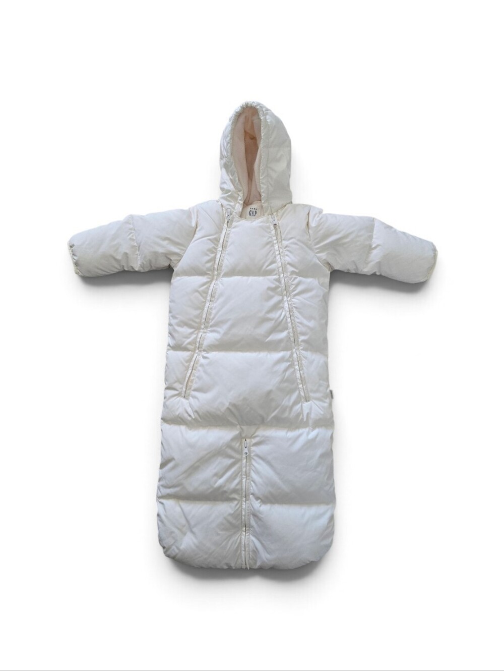 Baby GAP 6-12M Off White Down Filled Convertible Bunting Bag Snowsuit